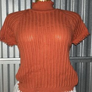 Anthropologie Orange Crew Neck Sweater